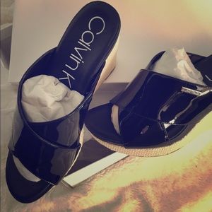 Calvin Klein black wedge shoes